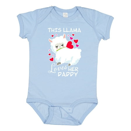 

Inktastic This Llama Loves Her Daddy with Hearts Boys or Girls Baby Bodysuit