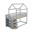 thumbnail image 6 of House Bunk Bed Twin Over Twin, Wooden Bunk Bed with Storage Shelves and Drawers, Twin Bunk with Ladder and Safety Guardrails for Small Space, Space-Saving Design, Grey, 6 of 7
