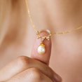thumbnail image 6 of Turandoss Pearl Necklaces for Women GirlDainty Gold Choker Clover Cubic Zirconia Necklace Pearl Bridal Drop Simple Elegant Gold Pendant for Her Jewelry Wedding Gift Mothers Day, 6 of 8