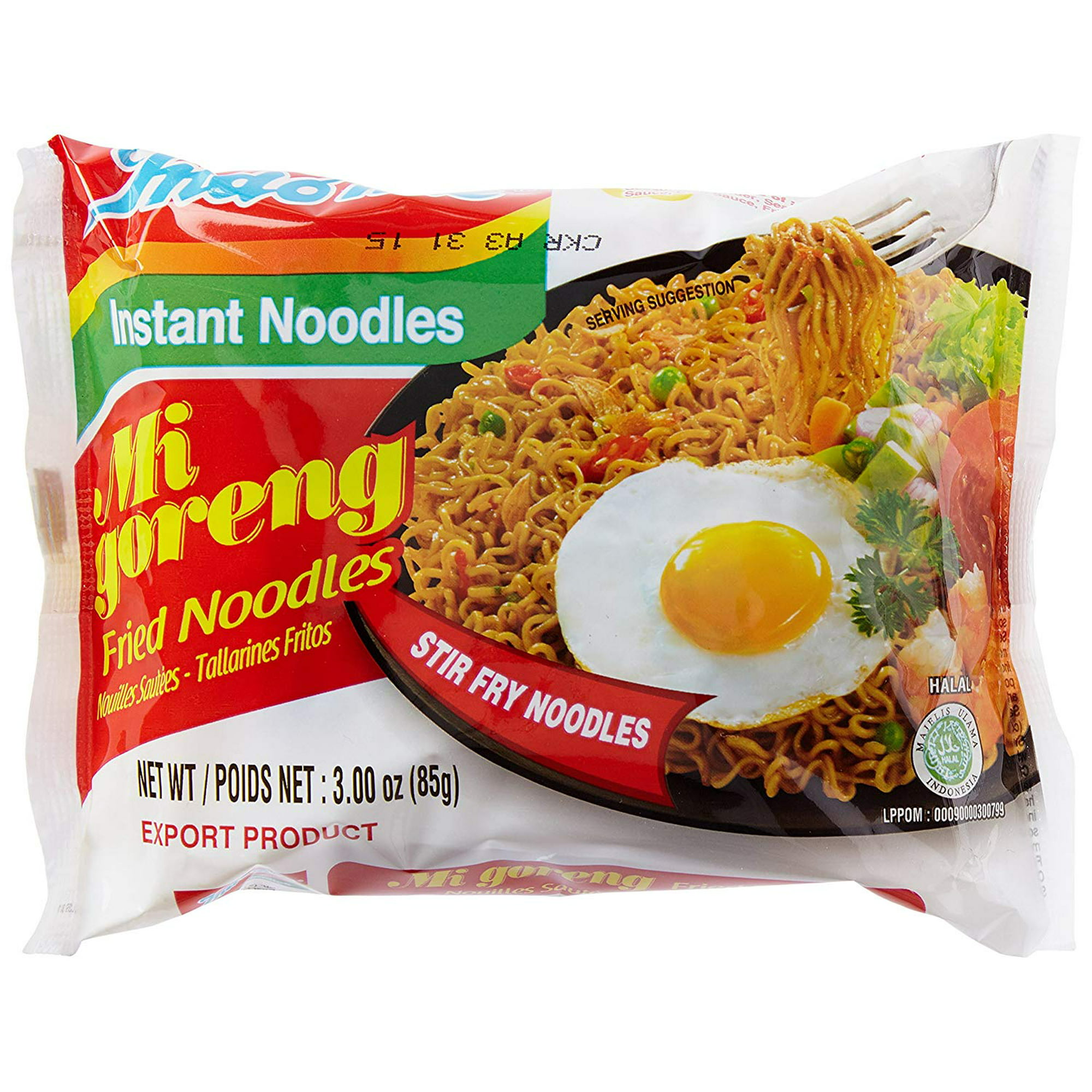 Indomie Mi Goreng Instant Stir Fry Noodles, Halal Certified, Original Flavor, 2.8 oz
