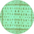 thumbnail image 1 of Ahgly Company Indoor Round Oriental Turquoise Blue Traditional Area Rugs, 5' Round, 1 of 4