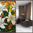 thumbnail image 2 of Stained Glass Window Film Window Privacy Films Blackout Window Tint, Rainbow Glass Decals Stickers for Home Anti Uv White Lilies (1), 2 of 4