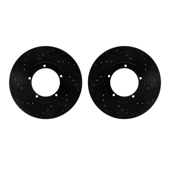 Dynamic Friction Company Front Brake Rotors-Drilled and Slotted-Black 8002-02002