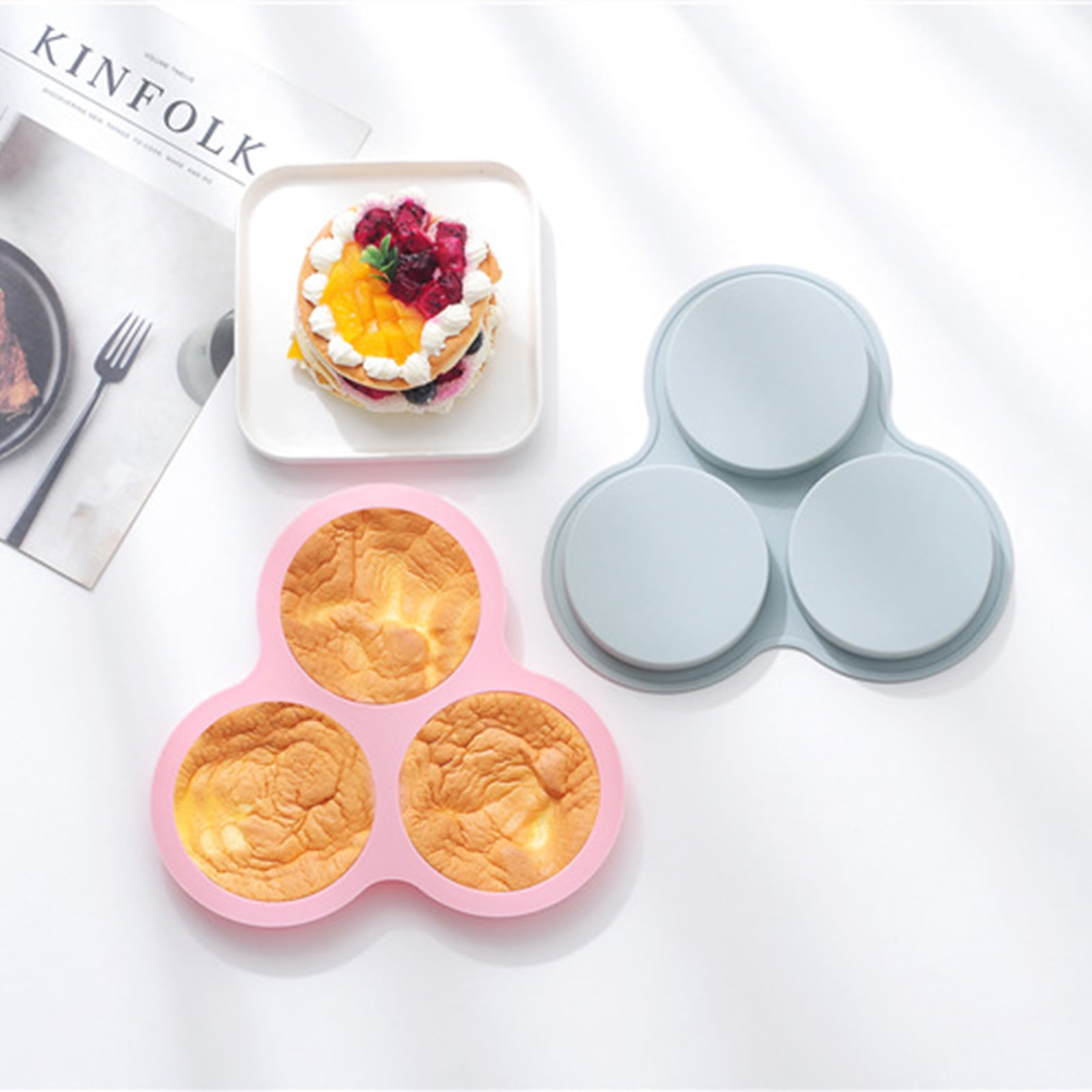 SOLUSTRE 2 Pcs Fondant Molds Cake Stencil Silicone Egg Molds Air Fryer  Accessories Cake Molds Cookie Mold Muffin Molds Silicone Cake Mold Cake  Pucks