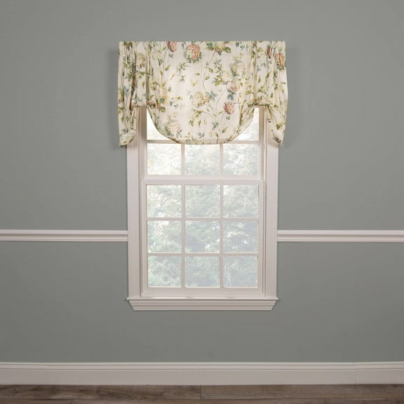 Ellis Curtain 48% Cotton 52% Polyester Abigail Traditional Hydrangea Pattern Tie Up Window Valance 60" x 22" Multi