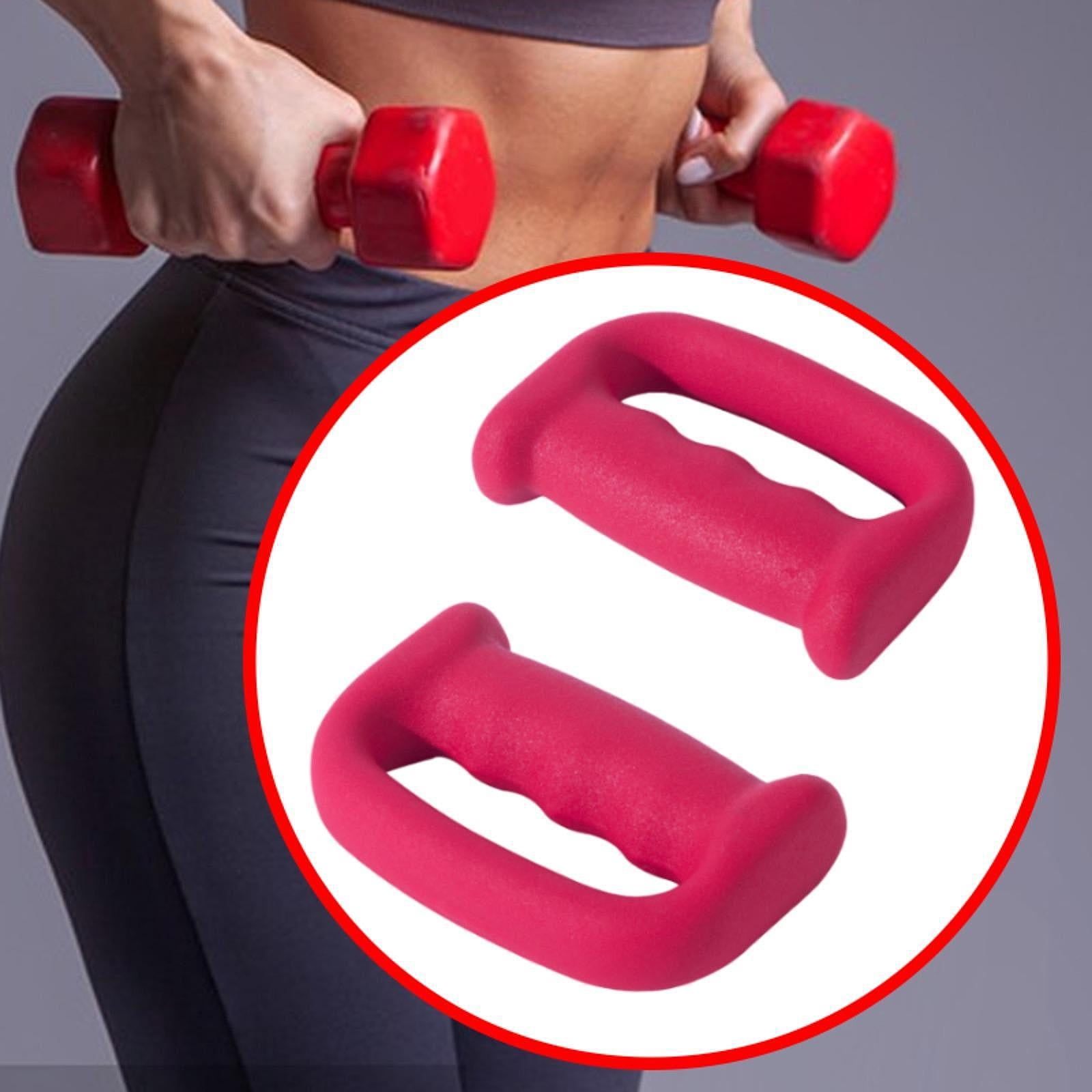 Baoblaze 2 Pieces Boxing Dumbbells D Shape Grip Hand Weight for Aerobics Exercises Walkin Pink