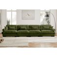 thumbnail image 3 of 166" Modular Sectional Sofa Cloud Couch, Comfy Velvet Deep Seat Couch with Round Bolster Armrests, Waist Pillow and Throw Pillows for Living Room Bedroom Apartment Office, Green, 3 of 8