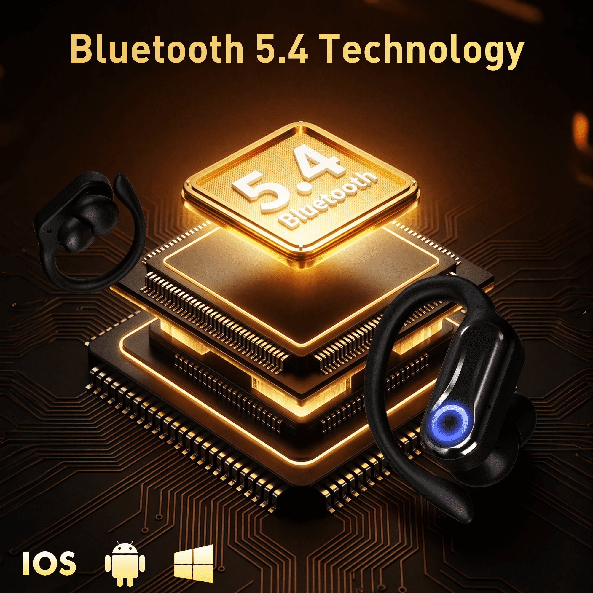 ETEPEHI Wireless Earbuds - 68Hrs Bluetooth 5.4 Headphone Sport, Bluetooth Earbuds Stereo Deep Bass Over Ear Bud with Earhooks, Wireless Headphones for Workout/Running thumbnail 10