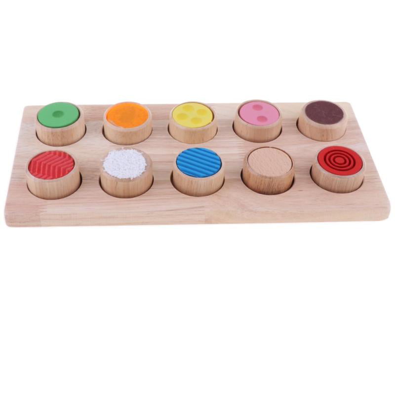 Wooden Montessori Touch and Match Board Kids Sensory Skills Development Toy 