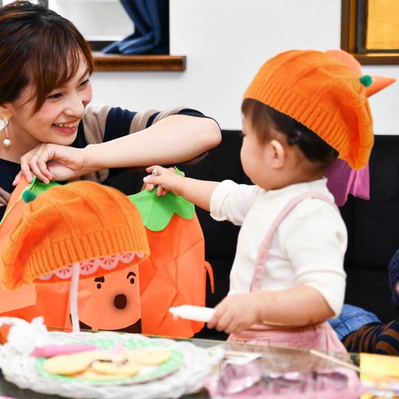 pstuiky Gorro de calabaza de Halloween y gorro de punto de invierno para bebé. Nueva boina cálida de calabaza de Halloween.
