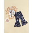 thumbnail image 4 of Kiapeise Toddler Kids Baby Girl Summer Clothing Sweet Wind Chimes Flowers Print Short Sleeve Tops+Long Flared Pants Trousers, 4 of 9