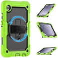 thumbnail image 5 of 3 Layer Case for Samsung Galaxy Tab A9 8.7" 2023 SM-X110 / SM-X115, for Kids Heavy Duty Protective Case with Screen Protector & Stylus Holder & 360 Rotating Stand Hand/Shoulder Strap, Green, 5 of 10