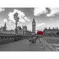 thumbnail image 4 of Assaf Frank 18x15 Black Modern Wood Framed Wall Art Titled - Bicycle with bunch of flowers on Westminster Bridge, London, UK, 4 of 6