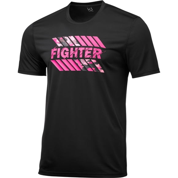 Camiseta Gráfica Ideology Hombre Lucha Contra el Cáncer de Mama Negro Grande