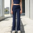 thumbnail image 2 of Women's High-Waisted Flare Pants with Twist Knot Detail - X Large, Navy, 2 of 7