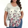 thumbnail image 5 of TQWQT Womens Plus Size Tops Loose Fit Casual Flowy Tunic Crew Neck Short Sleeve Floral Print Blouses Summer Tunic Tops Hot Pink 4XL, 5 of 5