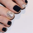 thumbnail image 2 of Uñas postizas mate para los pies, uñas postizas negras ostentosas, cubierta completa para pies, uñas postizas, Clip acrílico, prensa en las uñas de los pies para mujeres y niñas (24 uds) Namotu CZMR-ZC106, 2 of 6