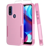 NIFFPD Moto G Pure Case/Moto G Power 2022 Case with Screen Protector Shockproof Protective for Motorola Moto G Pure/G Power 2022 Pink