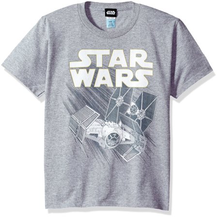 Star Wars Boys' Big Cartoon Vader in Action Graphic Tee, Black, YM