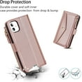 thumbnail image 6 of for iPhone 12 pro Wallet case,iPhone 12 Phone case with Zipper Card Holders for Women Slots Crossbody Flip Folio Book Cover with Credit Card Holder Men case - Rose Gold, 6 of 12