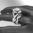 thumbnail image 3 of Ruanlalo Women Romantic Gift Wedding Party Flower Leaf Shiny Zircon Knuckle Finger Ring White 6, 3 of 6