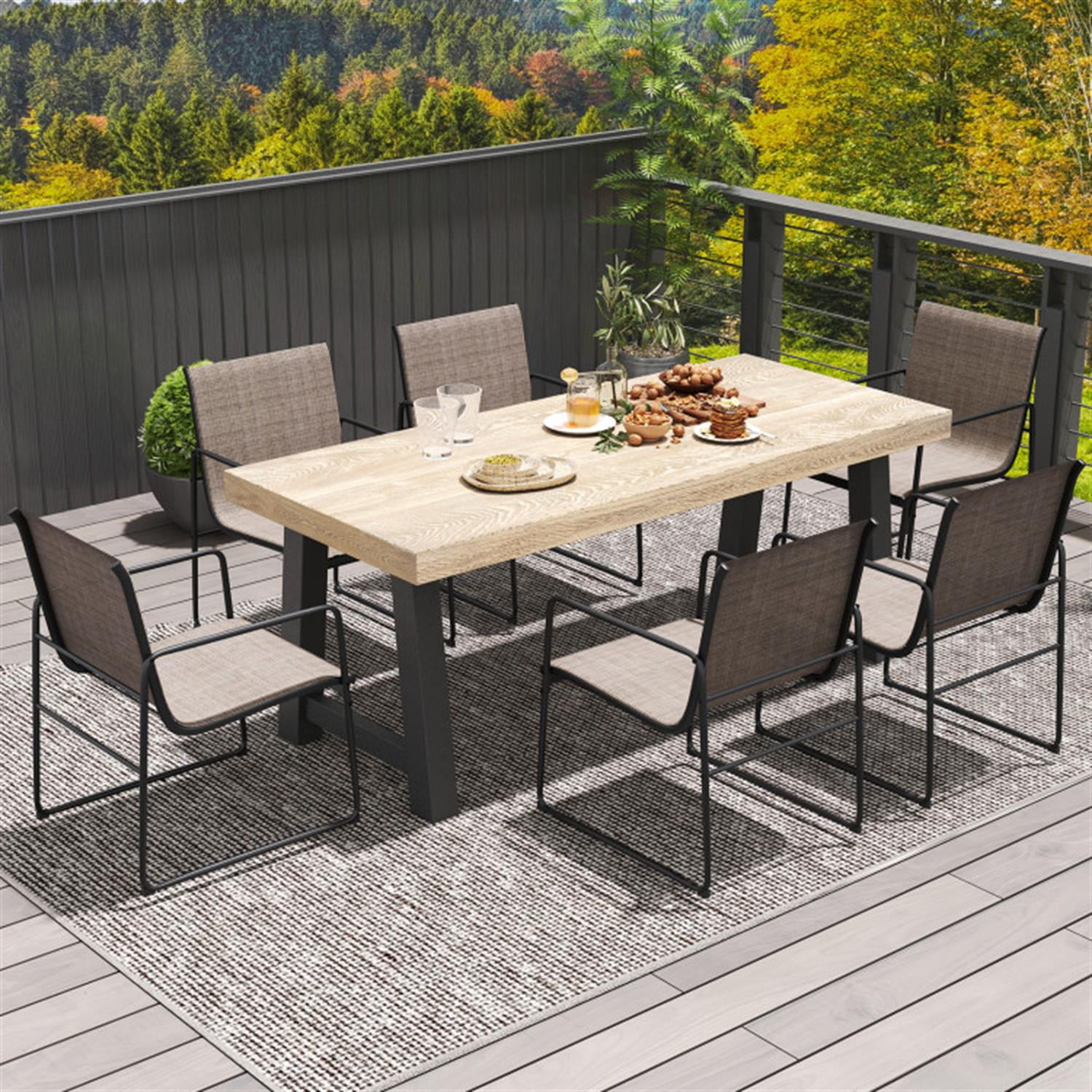 Demi Bonn Outdoor Dining Chairs Set of 4, Patio Furniture Chair with Breathable Seat and Backrest for Yard, Garden, Brown