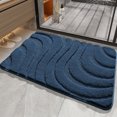thumbnail image 6 of Wave Textured Soft Floor Mat, 23.6 x 15.8-Inch Polyester Blend Rug for Bathroom, Bedroom and Entryway, Blue, 6 of 7