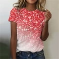 thumbnail image 1 of LOVZFMLL T-Shirts d'Été pour Femmes Décontractés Scintillants à Imprimé Cristal Col Rond Manches Courtes, 1 of 4