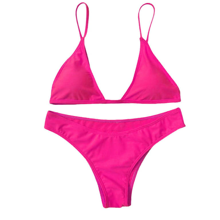 PMVFHDE Plus Size Tankini Bra Swimwear Beachwear Push Up Bathing Suit  Swimsuit Padded Set Bikini Womens Swimwears Tankinis Set Hot Pink,XL