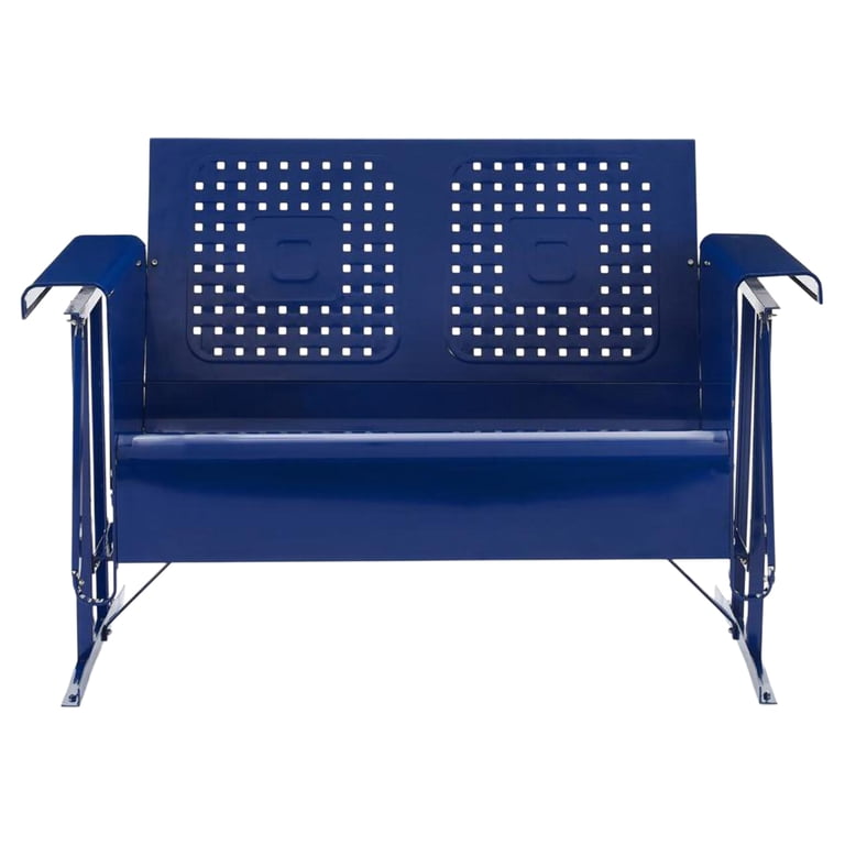 Crosley Furniture, Outdoor Metal Loveseat Glider, Bates, Navy