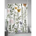 thumbnail image 5 of Shower Curtains Pink Green Flower Bath Curtain Plant Butterfly Waterproof Bathroom Shower Curtain Set with Hooks Decoration 72 x 72 Inches, 5 of 7