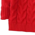 thumbnail image 4 of WQNVRNR Girls Fall Winter Sweater Soft Loose Mock Neck Long Sleeve Cable Knit Knit Pullover Red 6 Years, 4 of 7