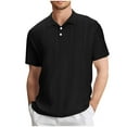 thumbnail image 2 of Antinious Men Summer Short Sleeve Shirts Button Solid Casual Loose Top,Black,S, 2 of 5