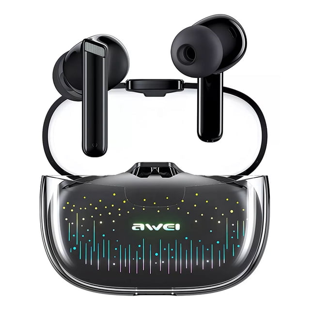 AIYINSMAER Audifonos Awei T52 Pro Tws In Ear Bluetooth Negro Con estuche de carga Con micrófono incorporado Resistentes al agua y al polvo Uso apto para deporte