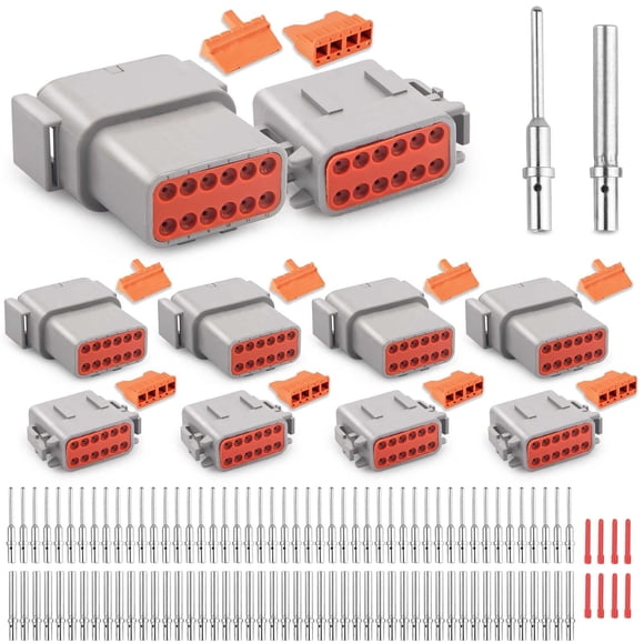 JRready Deutsch DTM Connector 12 Pin 4 Kits, ST6330-12 DTM Connector Kit with Size 20 Solid Contacts 20-22AWG, Waterproof Automotive Electrical Conne