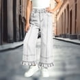 thumbnail image 5 of Lmnyox Wide Leg Jeans for Girls Baggy Cute Elastic Waist Denim Pants Teen Fashion Ruffle Jeans with Pockets, 5 of 9