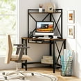 thumbnail image 2 of Gymax Corner Desk Space-Saving Computer Desk w/ Shelves & Keyboard Tray Rustic Brown, 2 of 10