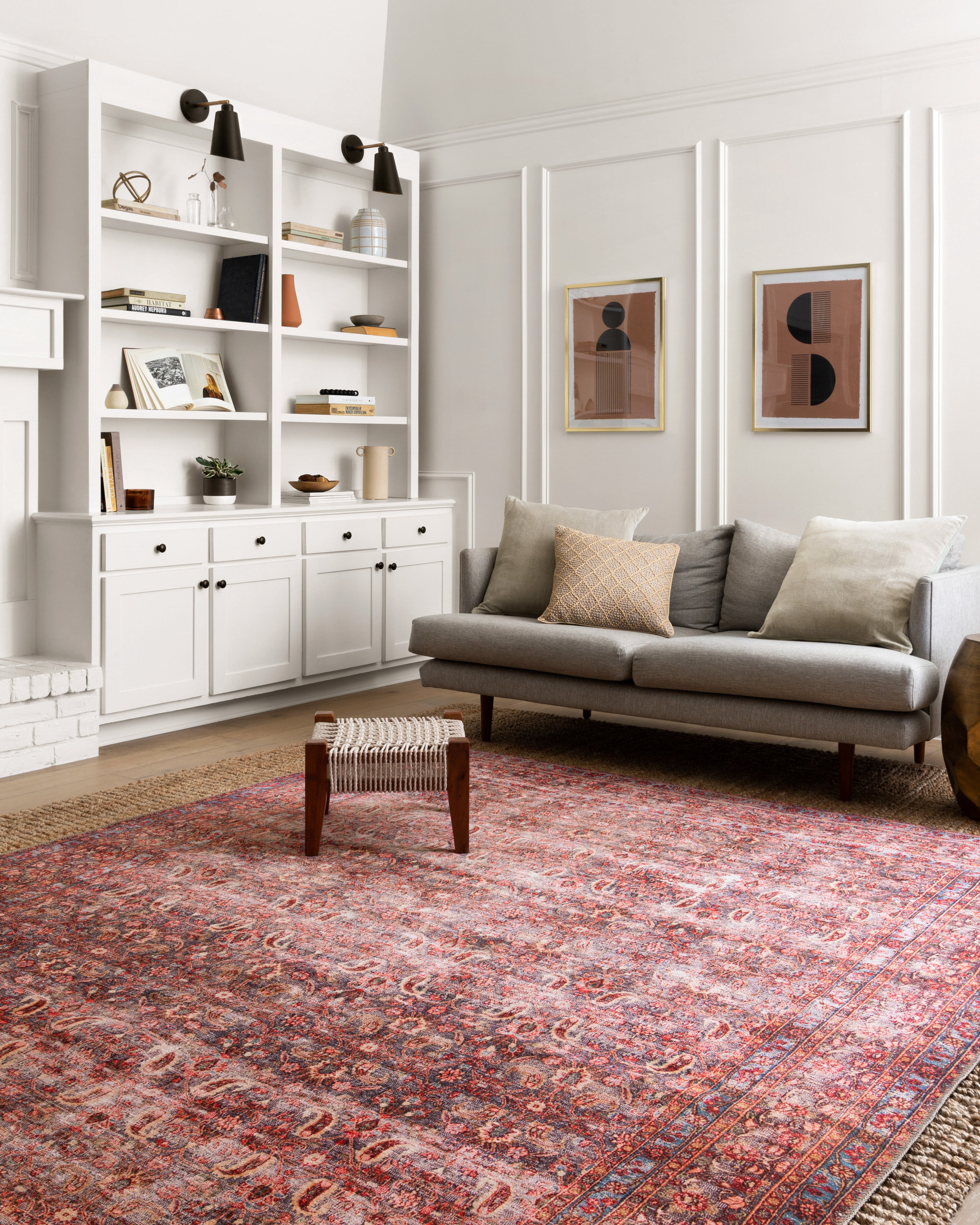 Loloi Loren Collection LQ-05 Eggplant / Crimson Oriental Area Rug 7'-6" x 9'-6"