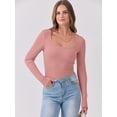 thumbnail image 6 of ANRABESS Long Sleeve Shirts for Women Ribbed Knit Slim Fitted Casual Tops Scoop Neck Basic Tee Spring Fall Fashion Clothes Coral Medium, 6 of 9