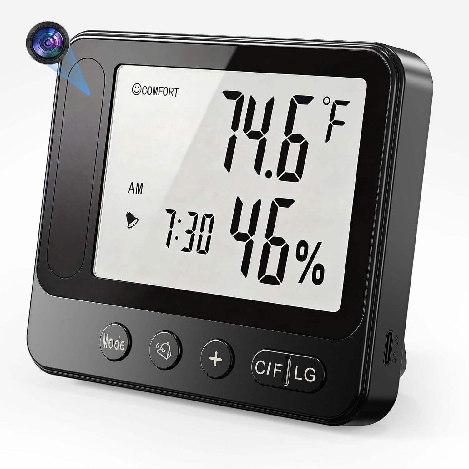 Indoor Camera with Temperature & Humidity Monitor, Indoor 4K WiFi Nanny Cam with Motion Detection, Night Vision