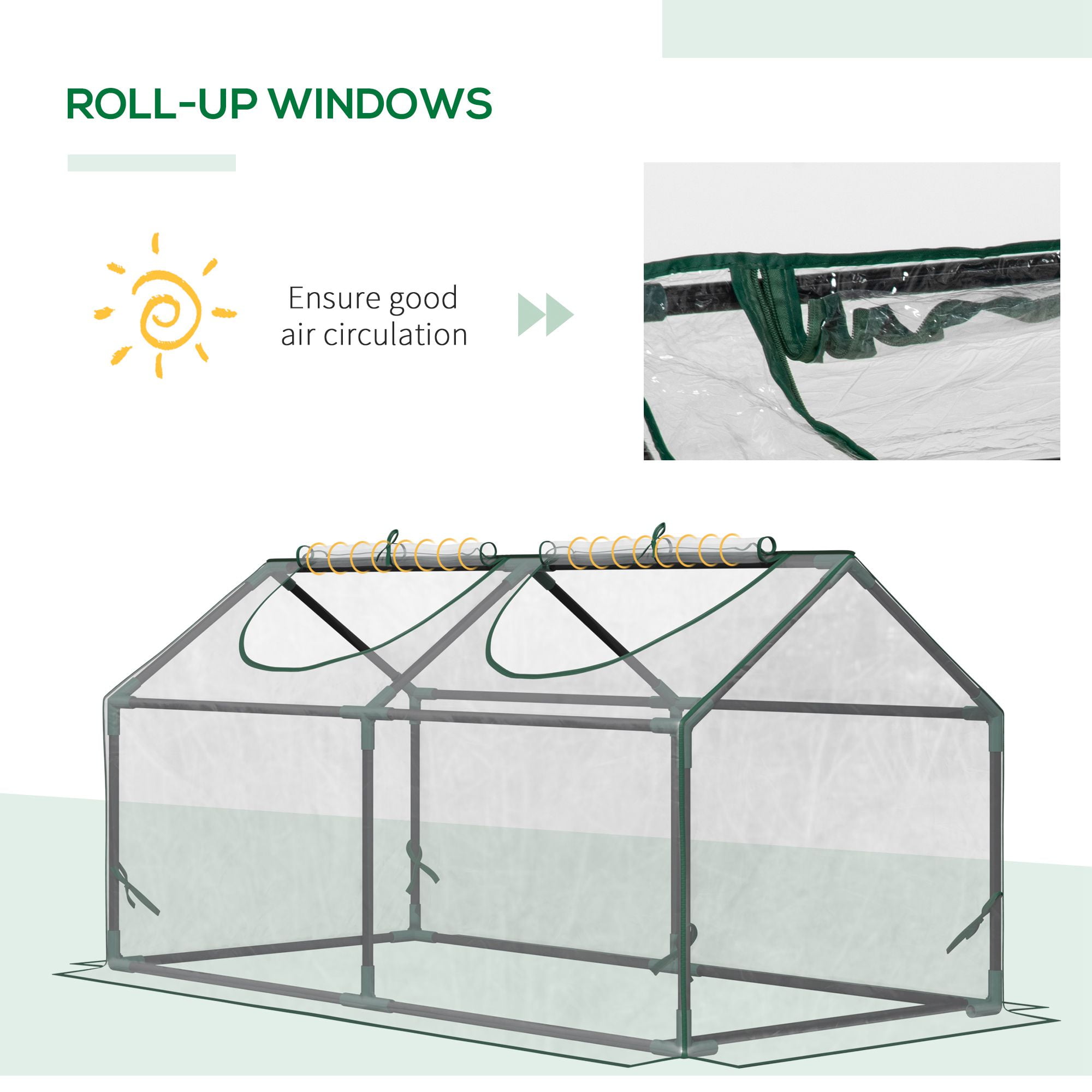 Outsunny 4' x 2' x 2' Mini Greenhouse with 2 Top Windows, Clear