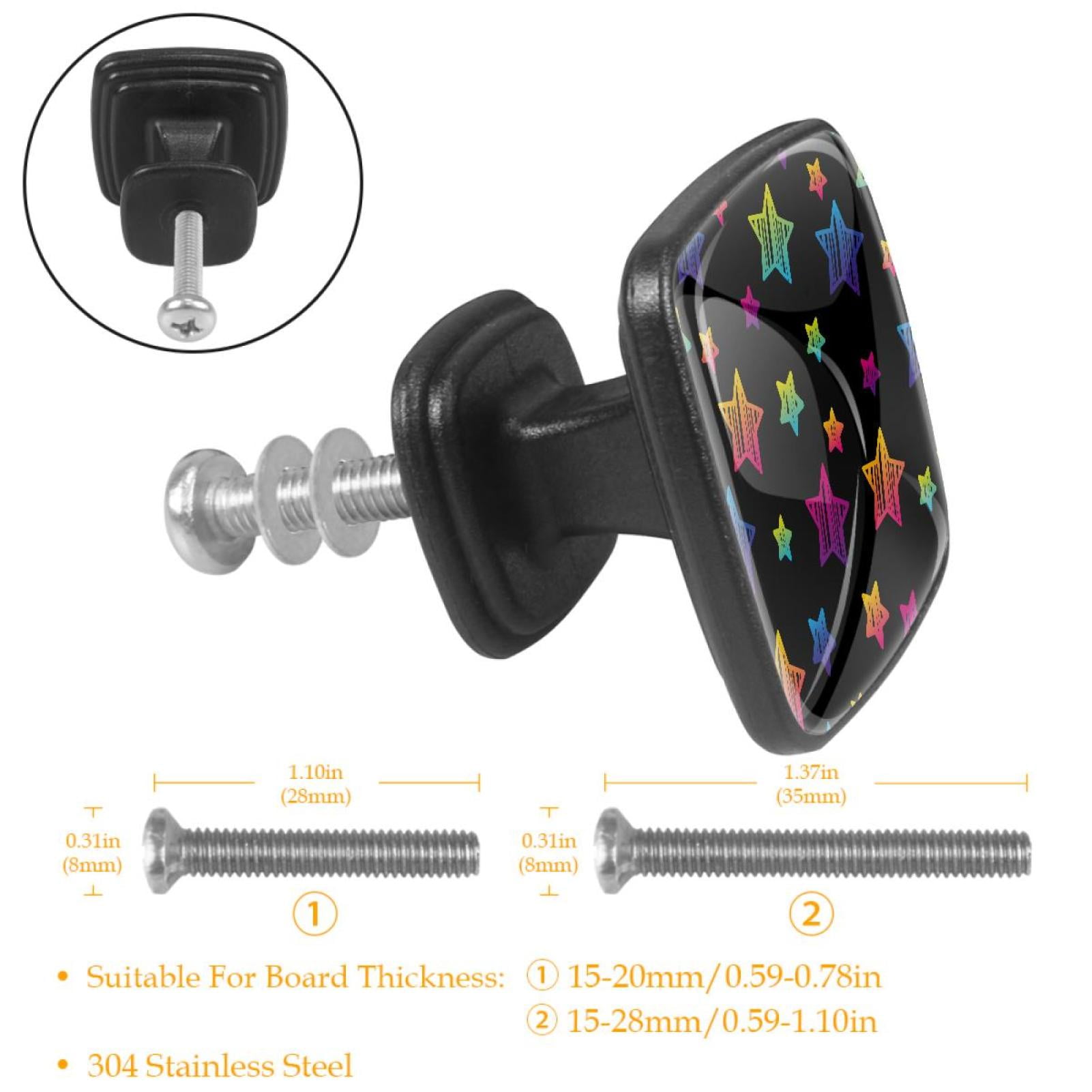 4 Pcs Cabinet Handle Drawer Pulls Bling Stars Knobs with Screws Square Furniture Office Cabinet Knob Decoration