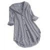 HBYJLZYG Women Shirt Chic Top Loose Fit Comfy Tunic,Women Stripe Long Sleeve Turn-Down Collar Button Loose Top Blouse