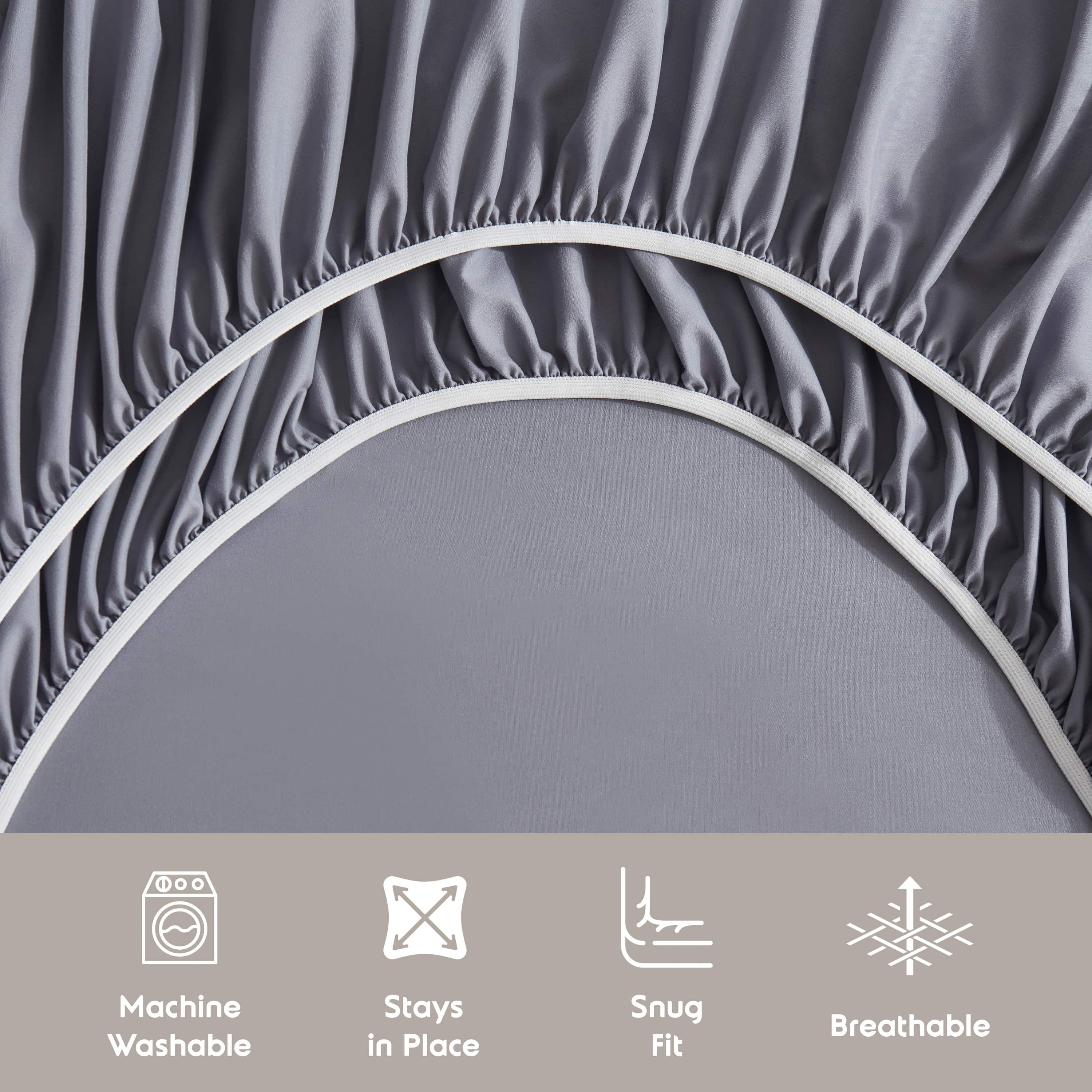 LammaLoe Queen Extra Deep Pocket Sheet Set, 6-Piece, Gray photo 5
