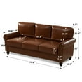 thumbnail image 7 of LeChapitre 80'' Faux Leather Sofa with Storage Seats, Classic 3-Seater Couch with Nailhead Trim, Easy Assembly, Brown, 7 of 7