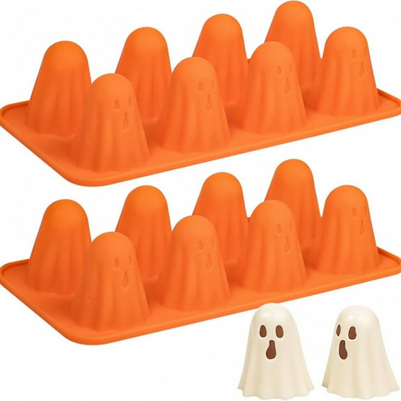 Ghost Silicone Molds 2 Packs Non-Stick 3D Chocolate Molds 6-Cavity Cute Ghost Mold for Jelly Gummy Candy Pudding Ice Cube Resin Cake Halloween Party Decorations