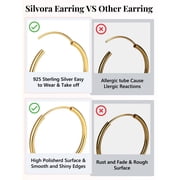 Silvora 20mm Small Gold Plated Hoop Earrings for Women Tiny Sterling Silver Charm Endless Circle Ear Hoops Jewelry Gift