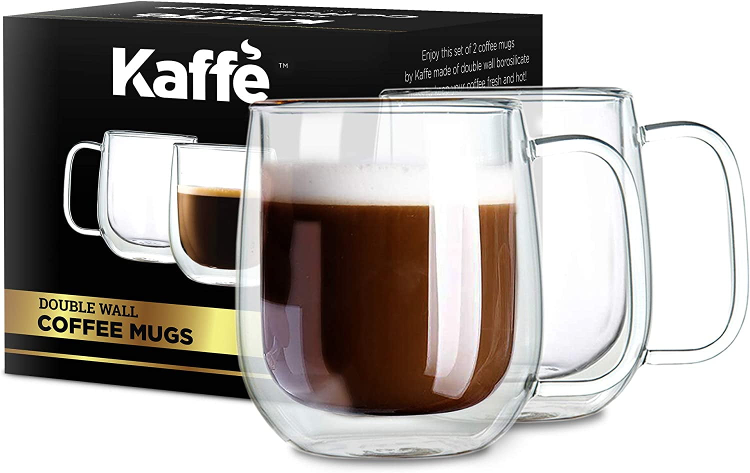 8 Cups Clear Glass Double Wall Coffee Mug Tea Mug Espresso Cup 10oz 4 Set 
