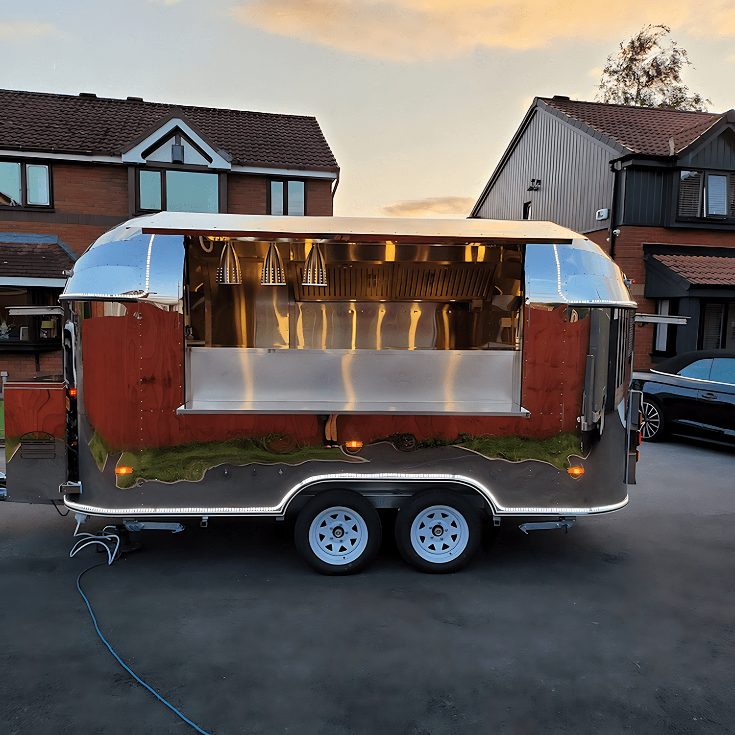 BELYOO Stainless Steel Mobile Food Service Cart | Commercial Outdoor Kitchen Equipment