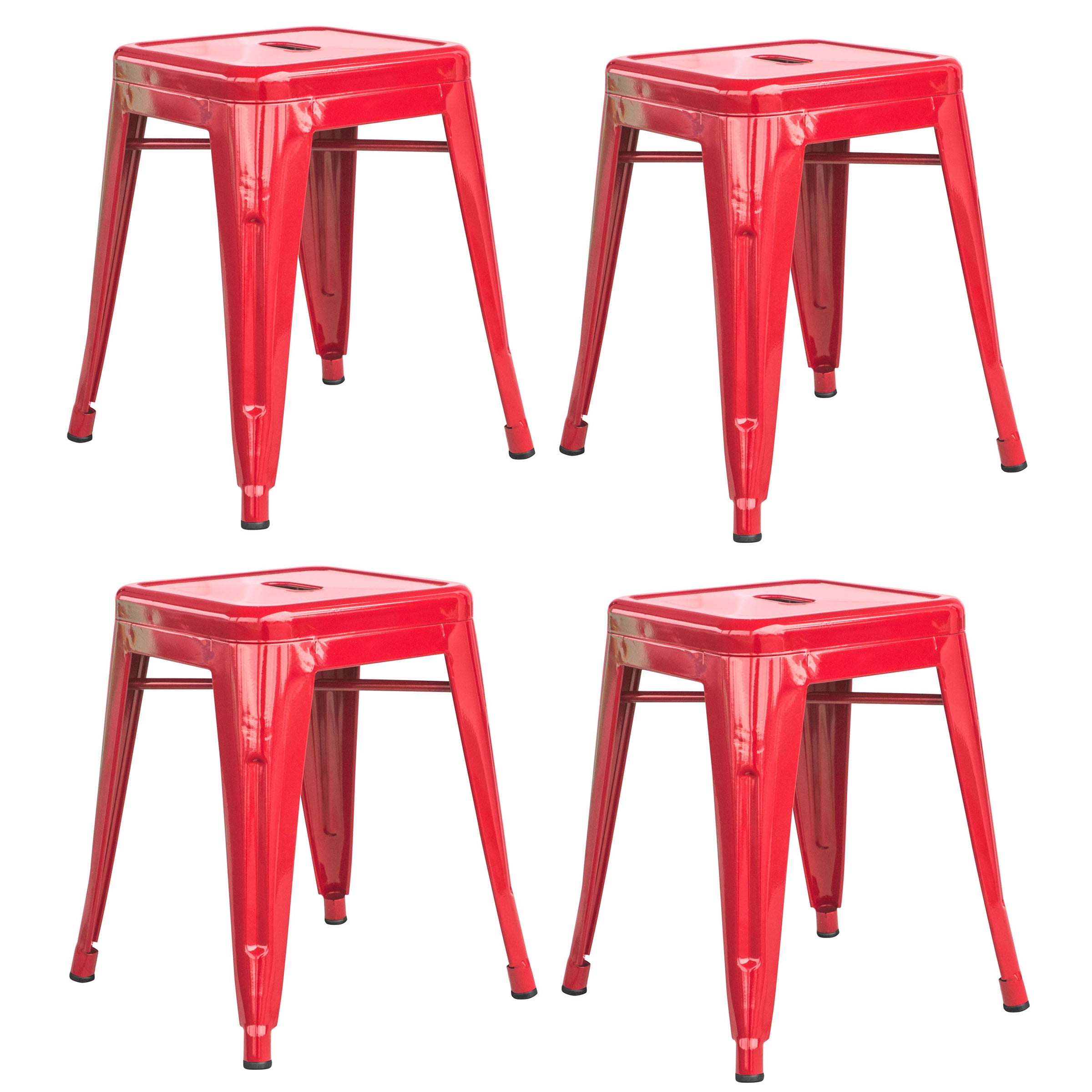 AmeriHome Set of 4 18 inch Red Metal Bar Stools